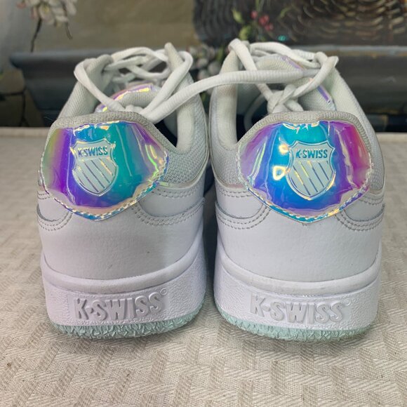 K-Swiss Court Plaisades Womens Size 7.5 White & Iridescent Accents Sneakers - Picture 3 of 7